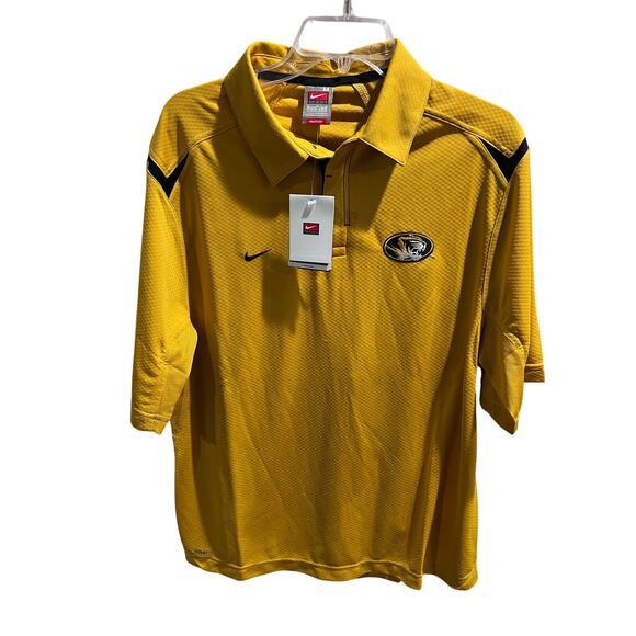 Nike Team Missouri Tigers Polo Shirt Men’s M Gold Black Dri-FIT NWT Licensed - Picture 1 of 14